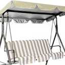 Traditional/Cottage Swing Canopy Replacement Top, 3 Seat Patio Swing Canopy Cover for Porch Garden Pool Seat (Beige/76*49*5.9, Fabric)