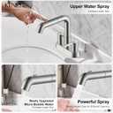 KENES Pull Down Bathroom Faucet with Sprayer, Brushed Nickel 4 Inch 2 Handle Centerset Bathroom Faucets 3 Hole with Pull Out Sprayer, Vanity Faucet with Pop Up Drain & Supply Lines LJ-9059A