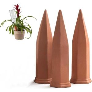 Plant Self-Watering Stakes for Indoor Outdoor Terracotta Watering Spikes for Recycled Wine Bottles to Water at Home or on Vacation (3, Brown)