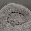 Friends Forever Serena Donut Memory Foam Orthopedic Dog Bed, Soft Faux Fur Oval Cat Couch For Indoor Pet, Fluffy Calming Plush Shag, Round Raised Bolster Cushion, Machine Washable Cuddler, Grey (Small (23"x18"x5.5"))