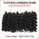 8 Packs Curly Crochet Hair for Women 10 Inch Natural Black Short Pre Looped Ocean Wave Crochet Hair Deep Water Wave Twist Crochet Braids Synthetic Braiding Hair Extensions10 Inch,1B