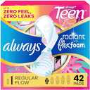 Always Radiant Teen Pads, Size 1, Regular, with Wings, Unscented, 42 Count