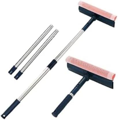 Professional Window Squeegee,2in1 Window Cleaner with 56" Long Stainless Steel Handle,Window Washing Kit, Glass Door Cleaner,MultiUse Car Windshield Cleaning Tool for Gas Station, Glass,Shower