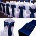 50 PCS Satin Chair Sashes Bows Decorative Universal Chair Cover Chairs Ribbon Ties Back Sash for Wedding Party Halloween Ceremony Reception Hotel Banquet Events Restaurant Decor(7 x 108inch,Navy Blue)