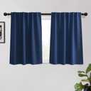 2 x KGORGE Blue Curtains 45 inch Length 2 Panel Sets for Small Window, Room Darkening Thermal Insulated Noise Reducing Energy Efficiency Back Tab Curtains for Living Room Kitchen, W34 x L45