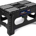 Flottian 9" Folding Step Stool for Adults and Kids 15-Inch Extra Wide Stool Holds Up to 300 lbs, Non-Slip Folding Stools with Handle, Compact Plastic Foldable Step Stool for Bathroom, Kitchen, ect, Black