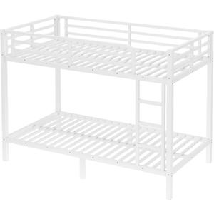 Bellemave Twin XL Over Twin XL Bunk Bed with Headboard and Build in Ladder, Heavy Duty Bunk Beds with Full Length Guardrail, Easy Assemble, Mattress Not Included, White