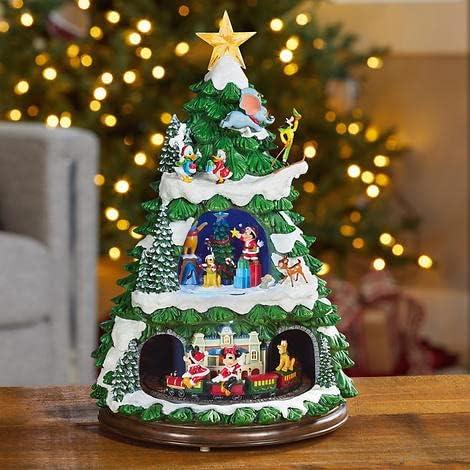 MOMENTS IN TIME Disney Licensed Animated Christmas Tree 17.8 Tabletop Holiday Decor with LED Lights 8 Classic Songs Power Adapter Mickey Minnie & Friends Disney Licensed Collectible