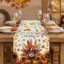 5 x Thanksgiving Table Runner Turkey Cow Table Runners Thankful Fall Kitchen Dining Table Decoration for Home Party Banquet Decor 13x36 Inch