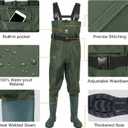 TIDEWE Bootfoot Chest Wader, 2-Ply Nylon/PVC Waterproof Fishing Hunting Waders with Boot Hanger for Men Women Green Brown