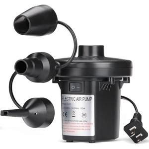 InflateBeasts Electric Air Pump for Pool Inflatable, AC/110V 130w - Quick Fill Air Bed Pump with 3 Nozzles, Air Mattress Pump inflator for Swimming Ring for Outdoor Camping, Inflatable Cushion