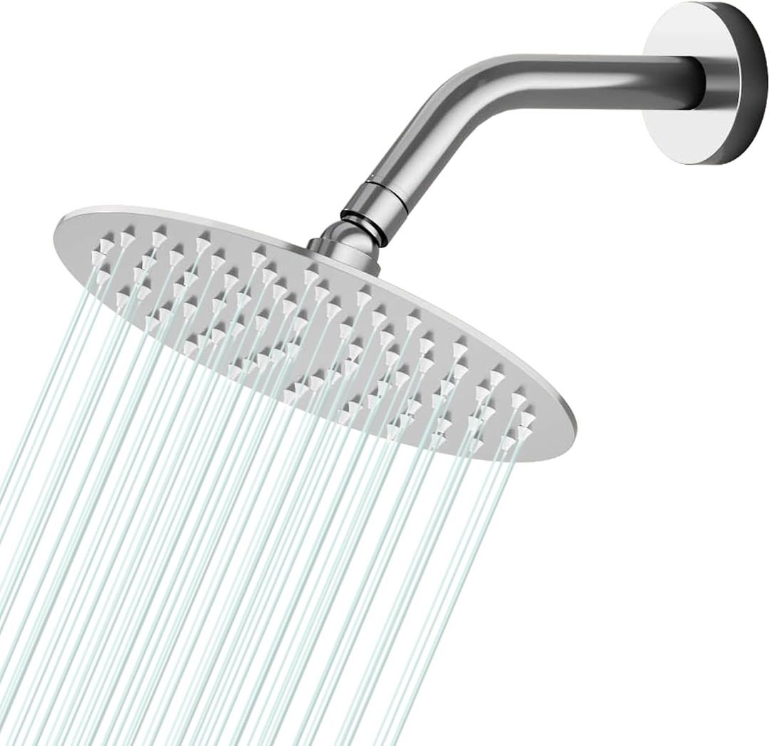 6 Inch Round Rain Shower head, High Flow Stainless Steel Rainfall Shower Head, High Pressure Design (Chrome)