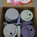 Elk and Friends Kids + Toddler Glass Cups | The Original 12oz Glass Mason Jar with Sleeves + Lids | Silicone Straws + Stopper | Smoothie Cup | Food Storage | Spill Resistant | Dishwasher Safe | 4 Pack (Sage/Navy/MistyBlue/Gray)