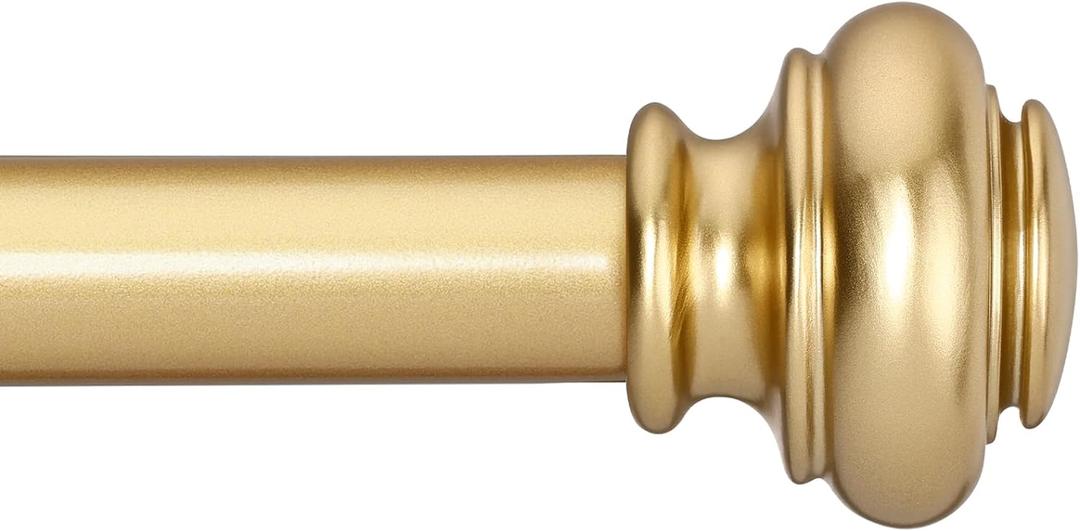 SIMEWIN Heavy Duty Curtain Rods for Windows 48 to 84 Inches, 1 Inch Gold Curtain Rod for Bedroom, Living Room, Patio, Kitchen, Adjustable Curtains Rods with Classic Finials, Gold Finishing (28"-88")