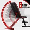 Weight Bench Press, Adjustable Workout Benches for Home Gym Dumbbell Exercise, 800 LB Stable Incline Decline Bench for Full Body Workout, 2 Sec Fast Folding Strength Training Sit up Bench, 34"L x 16"W x 9.3"H.