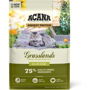 ACANA Grain-free Dry Cat Food Grasslands Chicken Duck Turkey Fish and Quail 10lb Bag, BBD: 27/08/2027