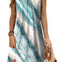 kipfall Pleated Front Summer Dresses for Women 2025 Casual Beach Floral Print Sundress Boho Tank Dress (S)