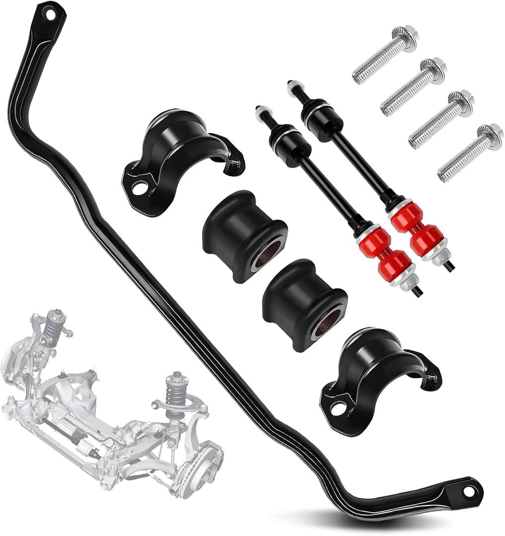 55398938AC Front Sway Bar with K80894 PU End Links Kit, Barra Estabilizadora Delantera Kit Fits for 2009-2010 Dodge Ram 1500, 2011-2018 Ram 1500, 2019-2022 Ram Classic 1500 4WD Only-Black