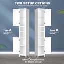 Hawkrown 67" Tall Bathroom Storage Cabinet with Lights, Slim Narrow Bathroom Cabinet Organizer with Doors and Adjustable Shelves, Tall Cabinet for Small Space (66.9" Tall-White with Light)