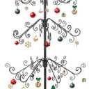 Metal Christmas Tree Ornament Display, 6 Ft Ornament Tree Display Stand with 144 Hooks, 6-Tier Wrought Iron Christmas Tree for Holiday Christmas Halloween Decorations Gift, Easy Assembly, Black