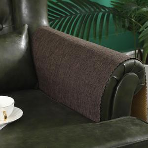 Sofa Arm Cover,Non Slip Couch Arm Cover Washable Recliner Chair Armrest Covers Protectors Set of 2 Wavy Border Armrest Covers for Sofa (18" x24", Brown)