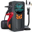 Jump Starter with Air Compressor, 5000A 160PSI Battery Jumper Starter Portable (9.0 Gas/8.0L Diesel), 12V Jump Box Car Battery Jump Starter with Smart Jumper Cables, LED Light, LCD Display (Matte Black)
