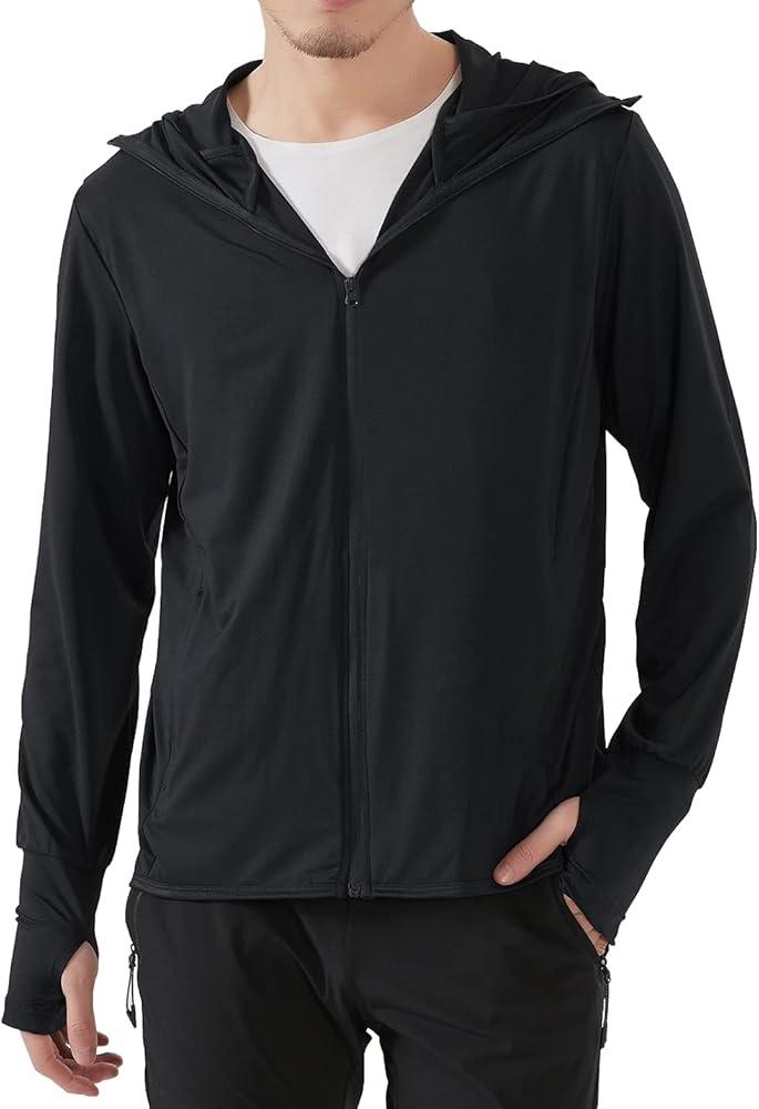 Locachy Men's UPF 50+ Sun Protection Outdoor Lightweight Full Zip Hoodie Jacket Long Sleeve Fishing Hiking Performance Shirt, Size S