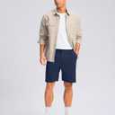 Pudolla Men's Casual Shorts 7"/9"/5" Lightweight Golf Shorts with 3 Pockets Stretch Quick Dry Comfy Work Shorts (Blue, L)