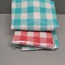 Smiry Rectangle Picnic Table Cloth, Elastic Waterproof Fitted Vinyl Tablecloths, Flannel Backed Buffalo Plaid Table Covers for Dining, Camping, Outdoor (White and Green, 30" x 72") 2 Pack, Green and Red