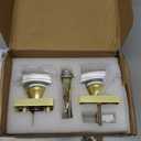 coolnews Passage Function Clear Crystal Glass Door Knobs Interior, Modern Gold Door Knob with Square Plate, Satin Brass Finish