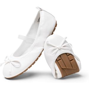 DREAM PAIRS Girls Ballet Flats Dress Shoes Mary Janes Ballerina Shoes (1 Little Kid, White)