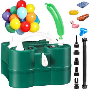 Bezente Electric Balloon Pump, 3-in-1 Portable Electric Air Balloon Blower Machine Balloon Pump Dual Nozzle Balloon Inflator for Inflatables and Latex 260q Foil Balloons