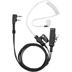 Two Way Radio Headset Compatible with Baofeng, Kenwood 2 Pin Walkie Talkie Surveillance Earpiece with Mic PTT, Acoustic Tube (Black Cable)