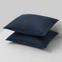 CHUFFED Linen Pillowcases 2 Pack 100% Linen Standard Pillow Cases, Breathable and Cooling Washed Pillowshams with Zipper Closure, 20x26 Inches, Navy Blue