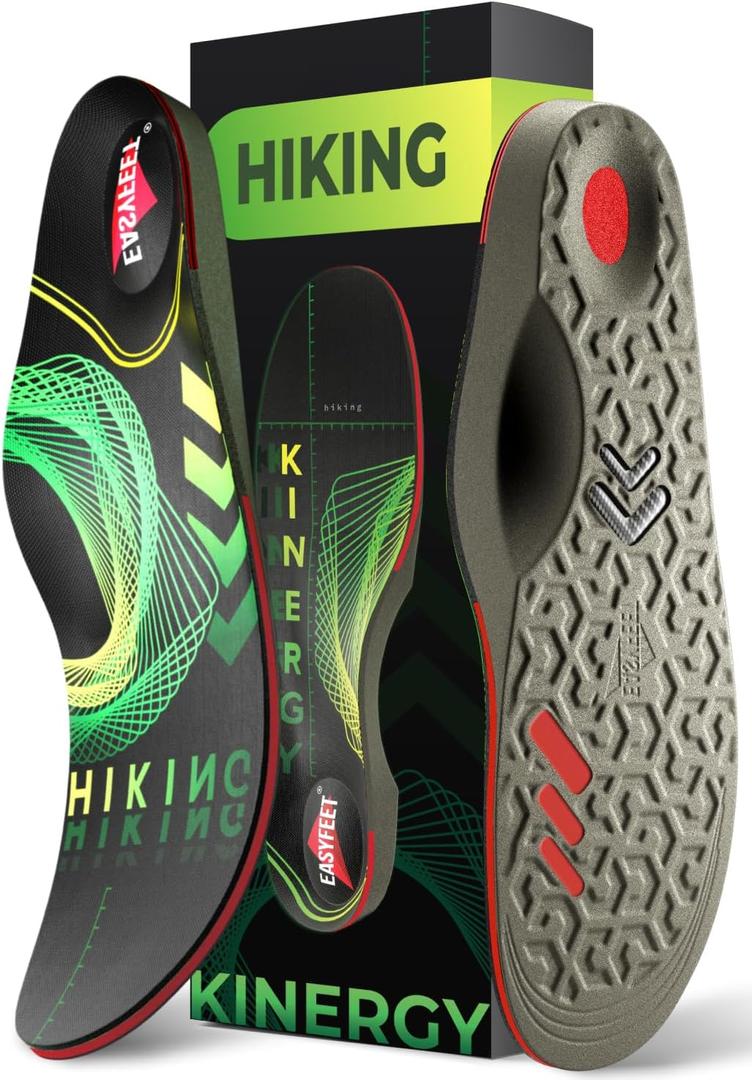 Hiking Boot Insoles Men Women - Arch Support Inserts - Cushioned Hike Orthopedic Insoles - Man Women Shoe Inserts - Running Sports Fitness Walking Soles (S (Men 7-8.5/Women 8-9.5), Green)