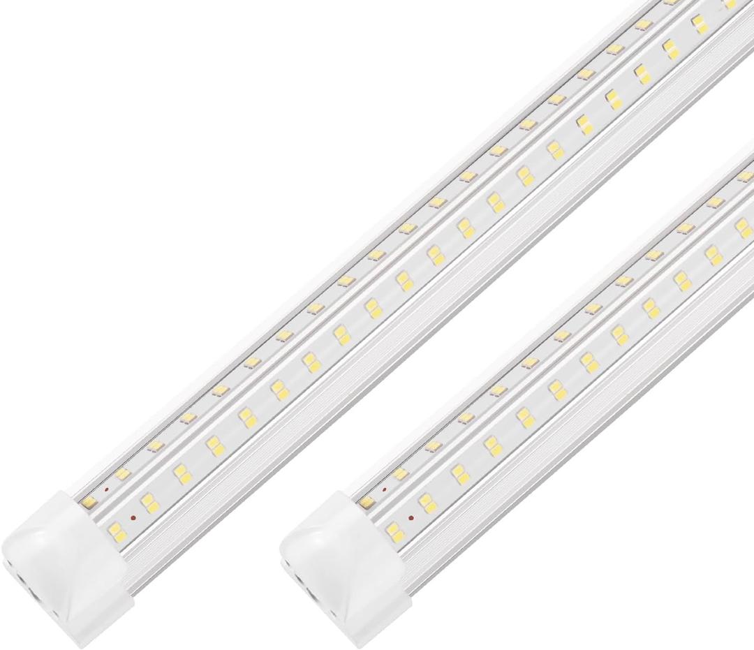 XLNYUUI Led Shop Lights, 4FT LED Light 50W 6500K 7000LM Led Daylight, Garage Light Linkable Clear Cover Integrated V-Shape for Garage Warehouse Workbench Workshop(2-Pack)