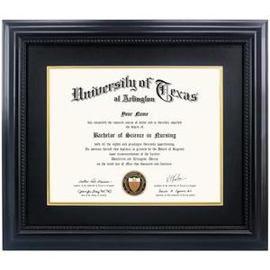 GMFrames 11"x14" Diploma Degree Frame with Mat or Display 15"x18" Certificates without Mat,Solid Wood,Black Finish with Intricate Black Rope Detail,UV Protection Acrylic