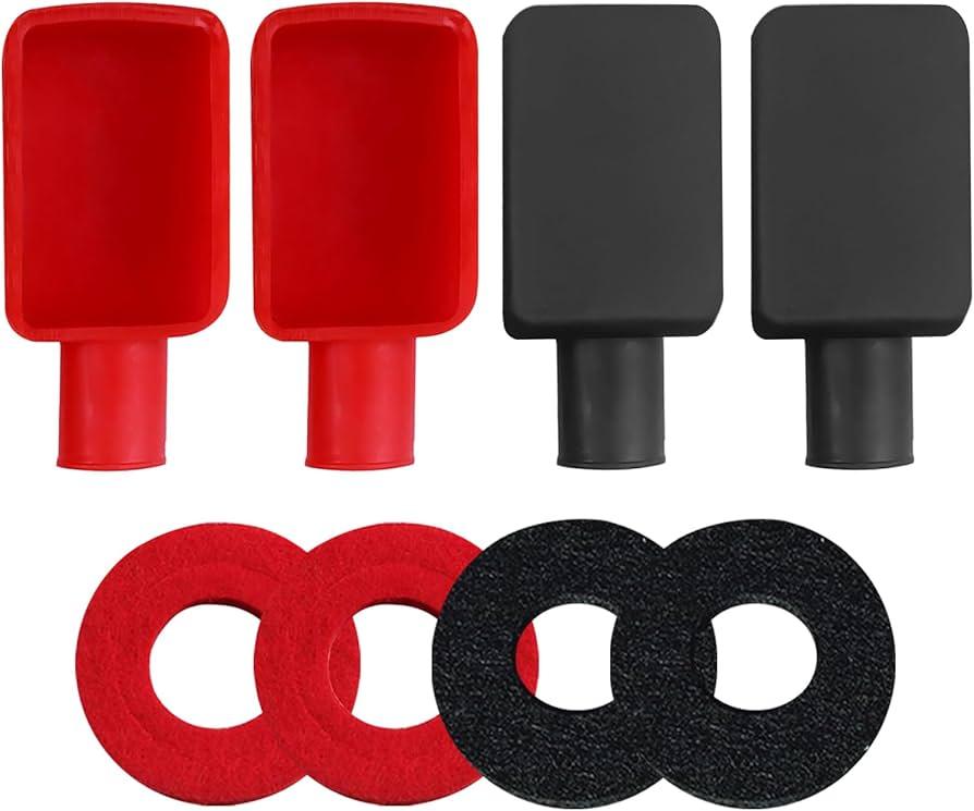 Ampper Top Post Flexible Battery Terminal Cover, Battery Terminal Clamp Insulator Protector W/Washers for Car, Vehicle, RV and Boat (Small, 2 Sets)