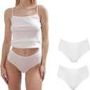 ORGANICKID Women's Organic Cotton High Waisted Underwear Full Briefs Soft Breathable GOTs Certified Ladies Panties pack of 2 (White)