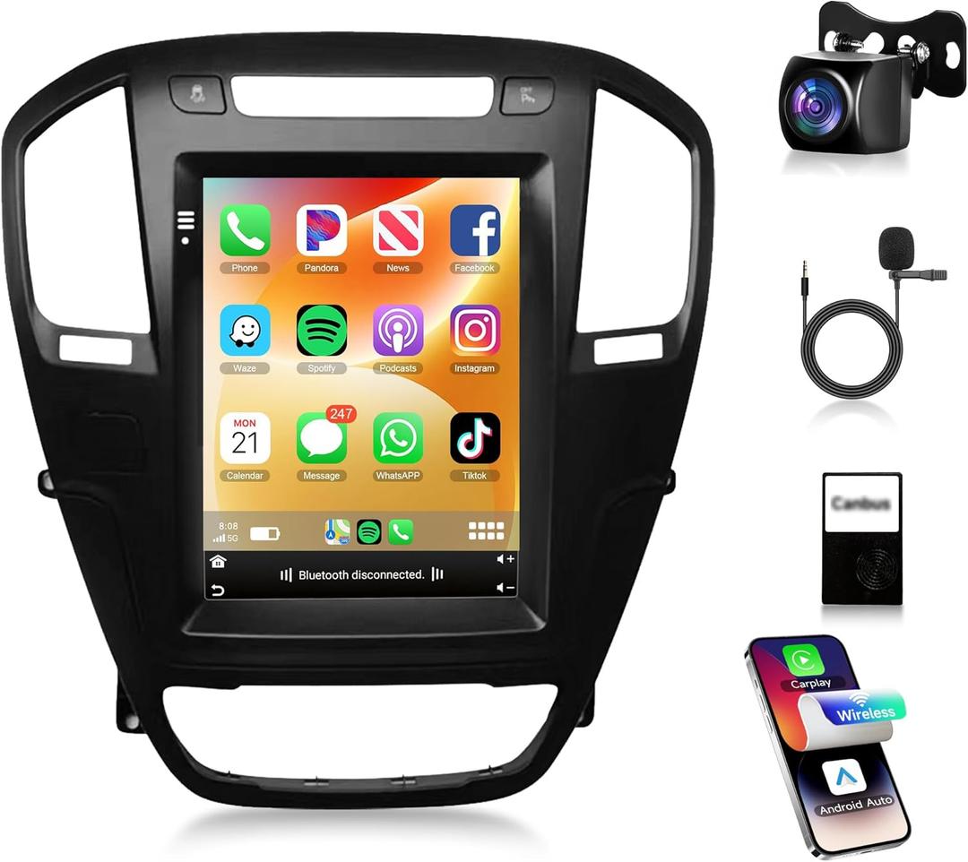 2G 64G for Buick Regal 2009-2013 for Opel Insignia 2009-2013 Android Car Stereo with Apple Carplay, 9.7 Inch Touch Screen Car Radio with GPS Navigation Bluetooth FM HiFi WiFi + AHD Backup Camera