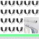 16 Pack Stainless Steel Closet Pole Sockets, 1-1/4 Inch Closet Rod Support U-Shaped Curtain Rod Holders Flange Set Rods Holder with Screws