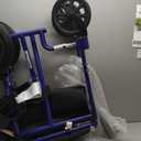 Medline Lightweight Foldable Transport Wheelchair with Handbrakes and 12-Inch Wheels, Blue Frame, Black Upholstery