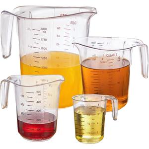 DaYammi Measuring Cups 4-Piece, Unbreakable Food-Grade Plastic Measuring Cup for Dishwasher, 1/2/4/8-Cup Nesting Liquid Measuring Cups for Prepping, Baking, Cooking, Readable Markings, Clear