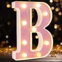 Small Led Marquee Letters, Light Up Letters, 8.58 Inch Led Letter Lights, Battery Powered Lighted Sign for Table, Party, Birthday, Christmas Decor (Pink Glitter, Letter B)