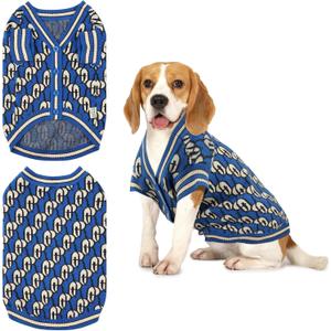 Pet Sweaters for Dogs Boys and Girls, Dynamic Letter Patterned Dog Sweater,Dog Cardigan,Pet Clothes,Pet Knitted Clothing,Fit for Different Seasons and Kinds of Dogs (Blue M)