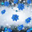 36 Pieces Christmas Glitter Poinsettia Flowers Faux Flowers Wedding Glitter Christmas Tree New Year Ornaments (Blue)