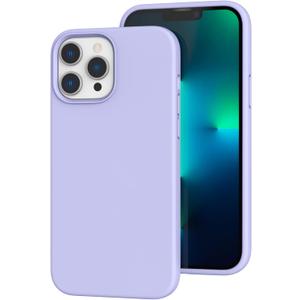 K TOMOTO Compatible with iPhone 13 Pro Case, [Drop Protection] [Anti-Fingerprint] Shockproof Liquid Silicone Cover with Microfiber Lining Phone Case for iPhone 13 Pro 6.1" (2021), Light Purple