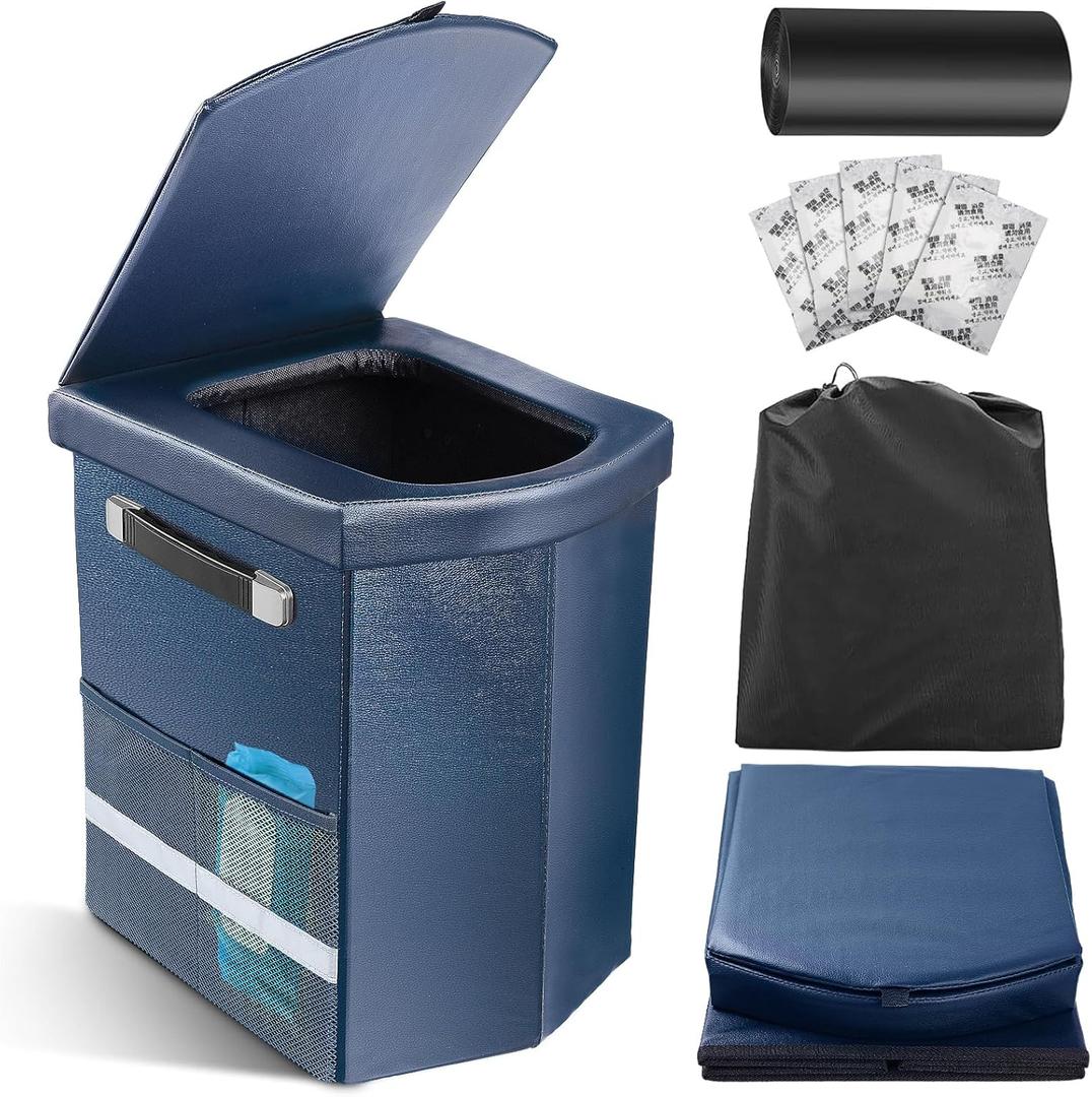 2026 Upgraded XL Portable Toilet for Adults,Tall Camping Toilet with Lid and Convenient Carry Bag, Portable Potty for Camping, Hiking, Car Travel,Truck, RV, Boating, Road Trips, Beach (Blue, 16.5''H)