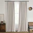 Black Out 96 Inch Long Boho Curtains 2 Panel Set, Farmhouse Curtains for Living Room Darkening/Thermal/Noise Reduction Textured Flax Linen Drape 8ft Hook&Ring Included Birch Off White 50"x96" (50"W x 96"L (Pack of 2), Natural Linen)