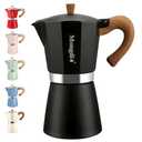 Mongdio Stovetop Espresso Maker Moka Pot, Cuban Coffee Maker Stove top coffee maker Moka Italian Espresso Greca Coffee Maker Brewer Percolator, 12 Espresso Cups, 20 oz - Black